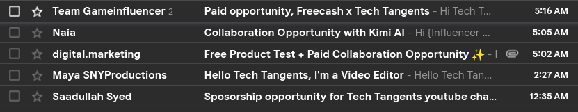Receiving roughly one spam sponsor email an hour for junk or scams.